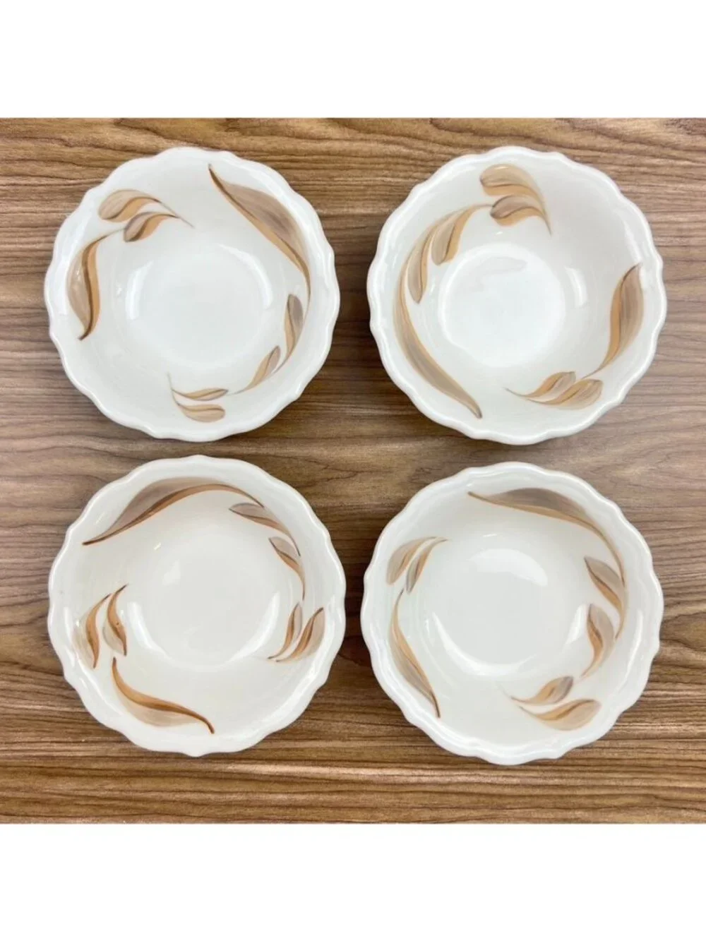 VTG Syracuse China 4 Berry Sauce Bowls Dish Restaurant Ware Autumn Leaves USA